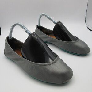 Tieks Flats Silver Metallic Pewter Classic Ballet Shoes Leather Womens 8